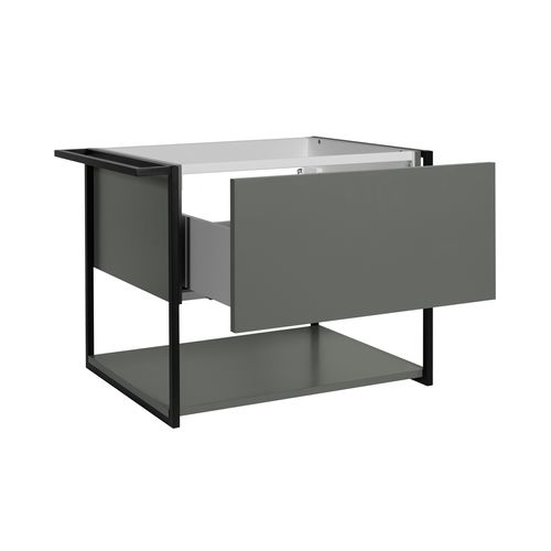 Meuble Sous Vasque Suspendu Lov Vert Avec Porte-serviettes Et Plan En Bois 60 Cm