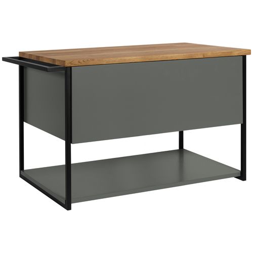 Meuble Sous Vasque Suspendu Lov Vert Avec Porte-serviettes Et Plan En Bois 80 Cm