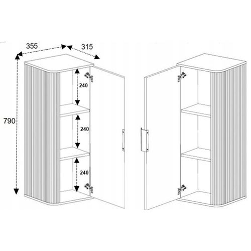 Meuble Demi Colonne Suspendu De Salle De Bain Glamour Cachemire 35 X 79 Cm