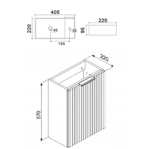 Ensemble Meuble Lave-mains Suspendu Adel Blanc Avec Le Lavabo Fika 40 Cm