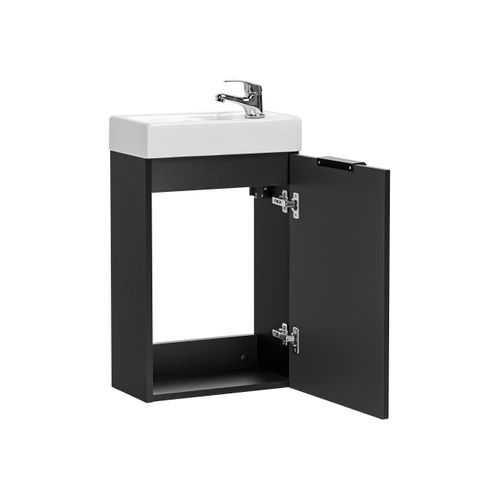 Ensemble Meuble Lave-mains Suspendu Adel Noir Avec Le Lavabo Fika 40 Cm