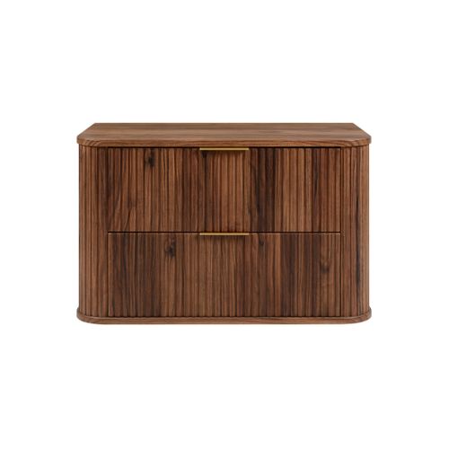 Meuble Sous-vasque Suspendu Glamour 80 Cm – 2 Tiroirs, Finition Noyer Foncé, Design Moderne