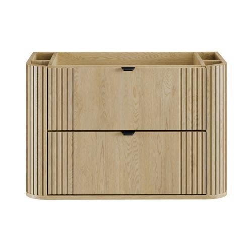 Meuble Sous Vasque Suspendu Avec Plan Ovalia - 2 Tiroirs Chêne 80 Cm