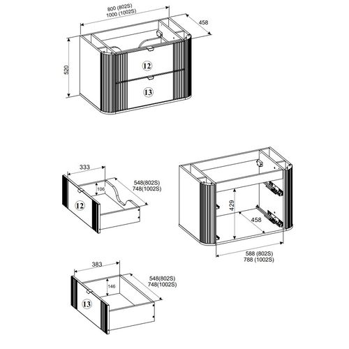Meuble Sous Vasque Suspendu Avec Plan Ovalia - 2 Tiroirs Chêne 80 Cm