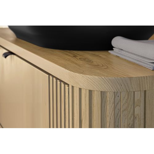 Meuble Sous Vasque Suspendu Avec Plan Ovalia - 2 Tiroirs Chêne 80 Cm