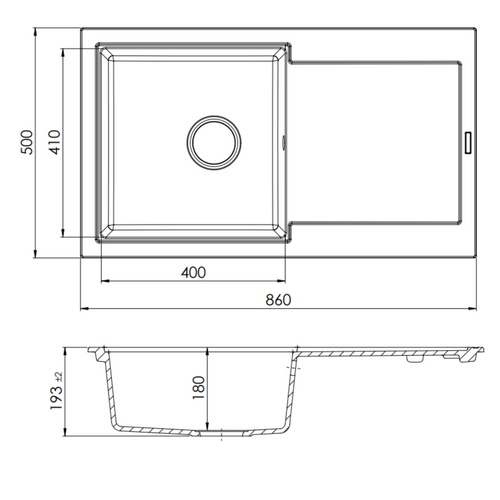 Evier Granit Blanc Moucheté Kümbad Magda 1 Bac 1 Égouttoir