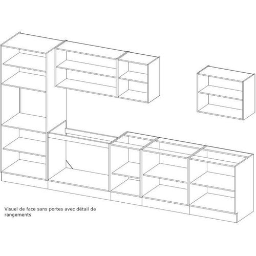 Ultra Cuisine Complete Avec Colonne Four Et Plan De Travail Inclus - L300 Cm - 9 Éléments - Gris Mat
