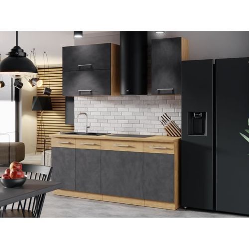 Meuble Haut Rock Mélaminé Décor Chêne Lancelot Et Gris Matera 1 Porte L40 X H72 Cm