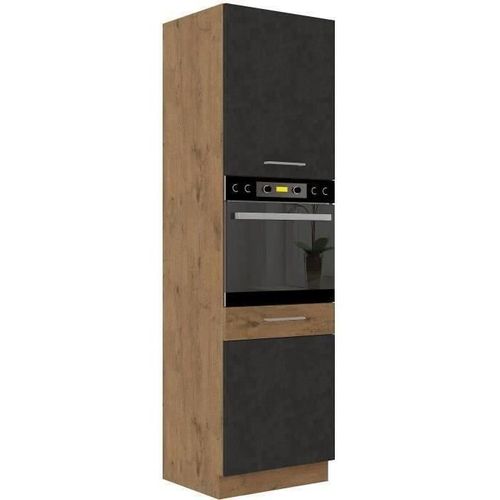 Colonne Four Cuisine Rock Mélaminé Et Gris Matera 2 Portes + 4 Étagères L60 X H210 Cm