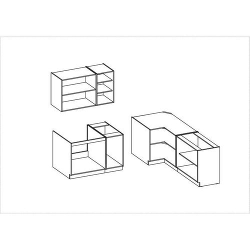 Cuisine Complete D'angle - Mélaminé Chene Lancelot Et Gris Matera - 270x150 Cm