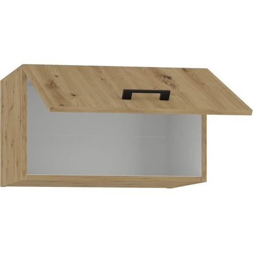 Modena - Meuble Haut Hotte - 1 Porte - 60 Cm - Chene Artisan / Noir Mat