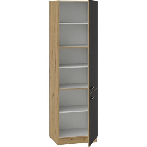 Colonne - Modena - 60 Cm - 2 Portes - Chêne Artisan Et Noir Mat - Cuisinier