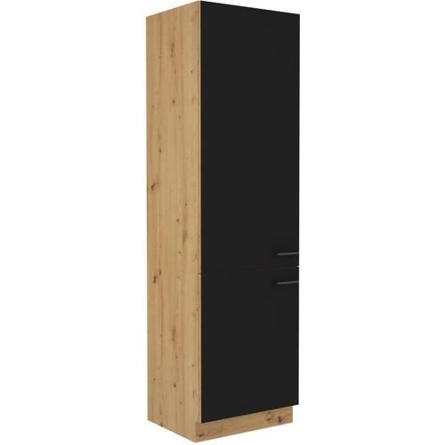 Colonne - Modena - 60 Cm - 2 Portes - Chêne Artisan Et Noir Mat - Cuisinier