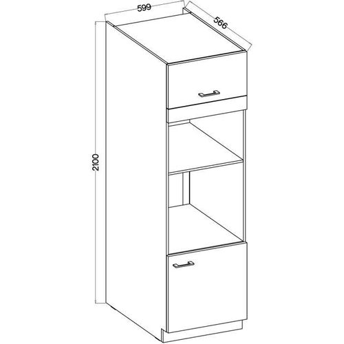 Colonne Four Micro-ondes - Modena - 60 Cm - 2 Portes - Chêne Artisan Et Noir Mat - Cuisinier