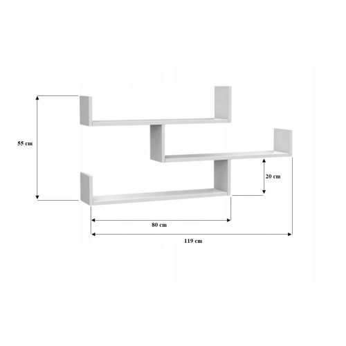 Étagère Murale 3 Niveaux 119 Cm, Blanc Mat