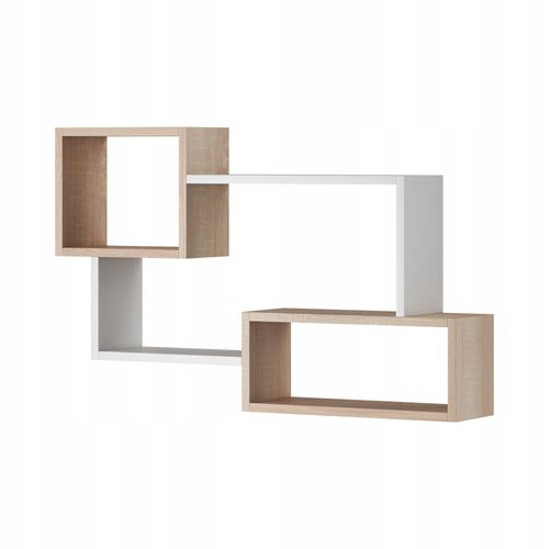 Étagère Murale 3 Rectangles, Chêne Sonoma / Blanc Mat