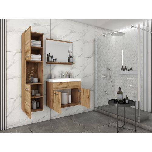 Salle De Bain Suspendue Lavabo Miroir + Colonnes Wotan Mat