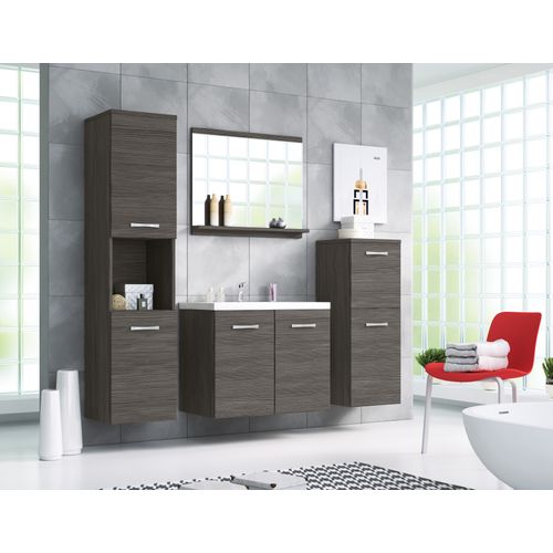 Salle De Bain Suspendue Lavabo Miroir + 2 Colonnes Bodega Mat