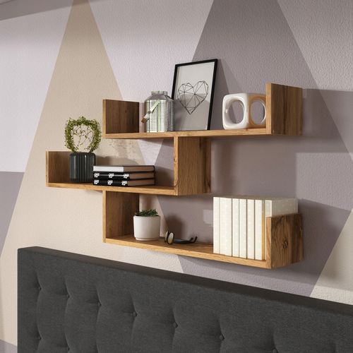 Étagère Murale 3 Niveaux 119 Cm, Chêne Wotan