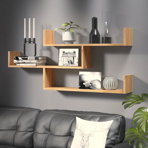 Étagère Murale 3 Niveaux 119 Cm, Chêne Wotan