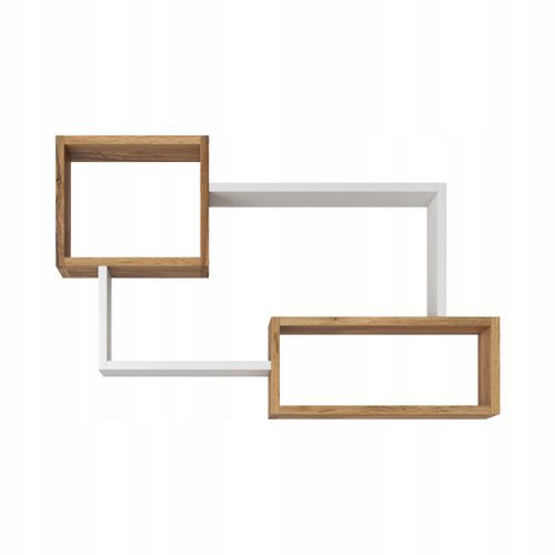 Étagère Murale 3 Rectangles, Chêne Wotan / Blanc Mat