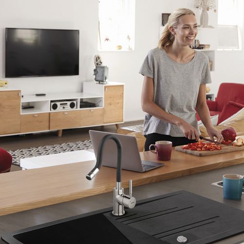 Robinet Mitigeur De Cuisine Bec Flexible Zumba Noir
