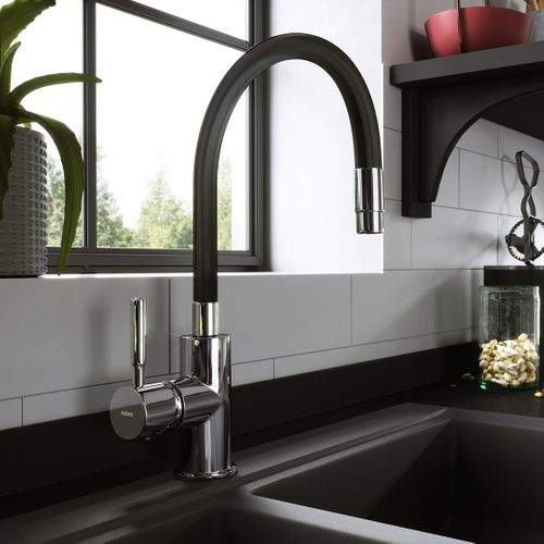 Robinet Mitigeur De Cuisine Bec Flexible Zumba Noir