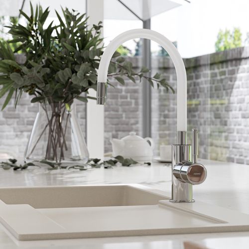 Robinet Mitigeur De Cuisine Bec Flexible Zumba Blanc