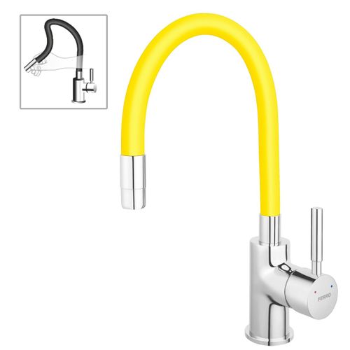 Robinet Mitigeur De Cuisine Bec Flexible Zumba Jaune