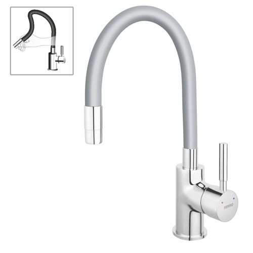 Robinet Mitigeur De Cuisine Bec Flexible Zumba Gris