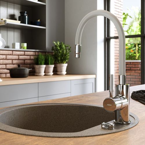 Robinet Mitigeur De Cuisine Bec Flexible Zumba Gris