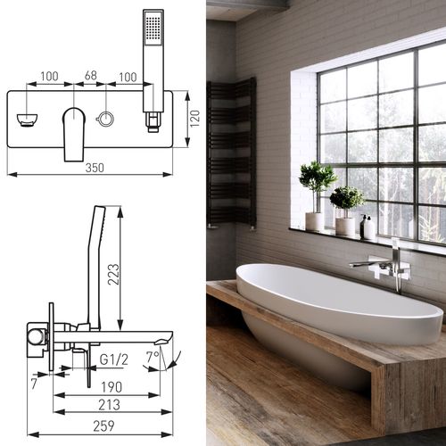 Robinet Mitigeur Encastrable Bain + Douchette Algeo Square