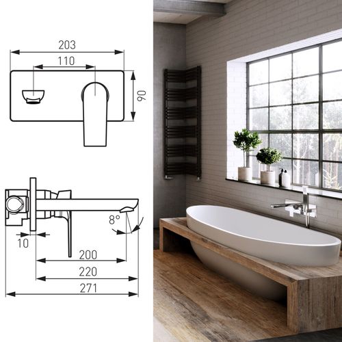Robinet Mitigeur Encastrable Bec 22 Cm Algeo Square