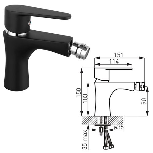 Robinet Mitigeur Noir Pour Bidet Algeo Black