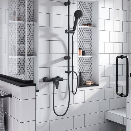 Robinet Mitigeur Mural De Douche Noir Algeo Black