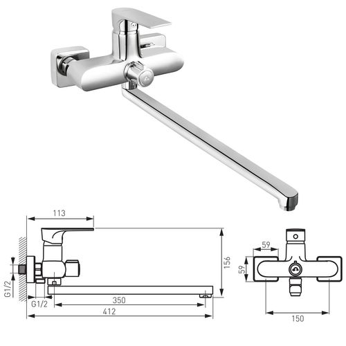 Mitigeur Bec Pivotant Extra-long Algeo Square