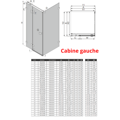 Cabine De Douche Blanc 90x110cm,pivotante Gauche Santorini White, Acces De Face