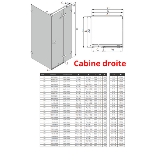 Cabine De Douche Blanc 80x120cm,pivotante Droite  Santorini White, Acces De Face