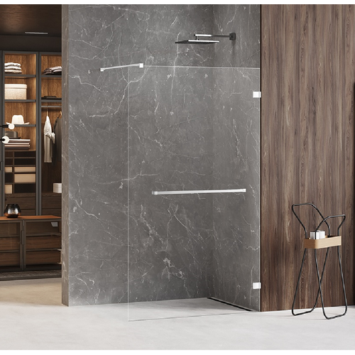 Paroi De Douche à L'italienne Blanche Avec Porte Serviette   110 Cm  Santorini White