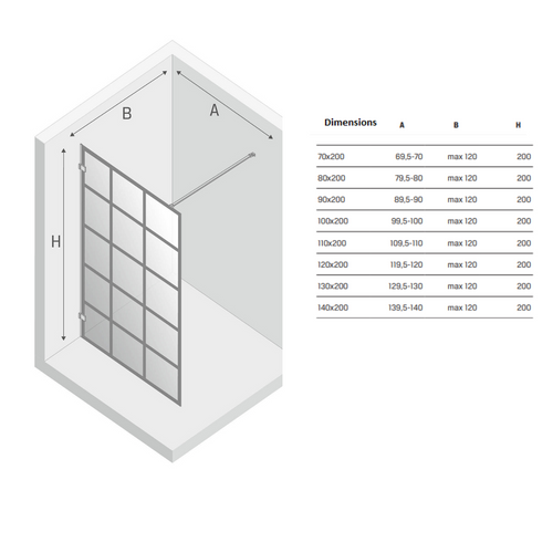 Paroi De Douche à L'italienne Blanche Sérigraphiée  100 Cm  Santorini White