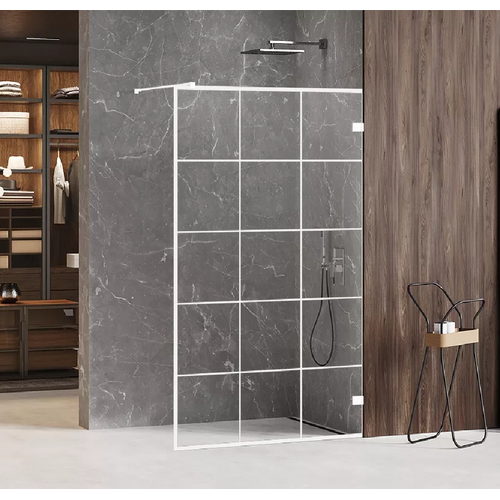 Paroi De Douche à L'italienne Blanche Sérigraphiée 140 Cm Santorini White