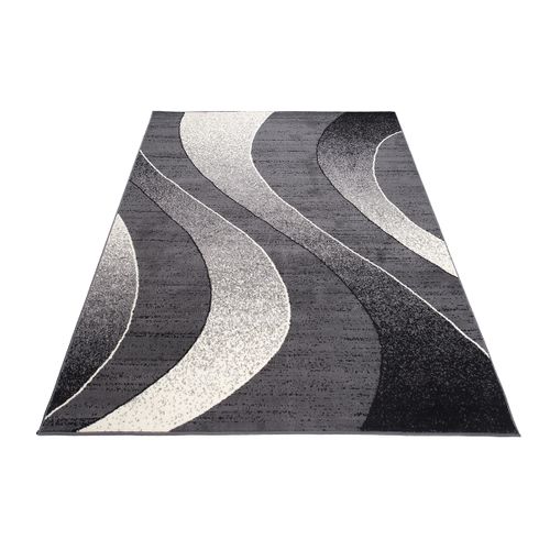 Tapis De Salon Chambre Rectangle Noir Gris Vagues Fin Dream 180 X 250 Cm