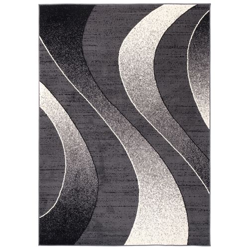 Tapis Salon Chambre Rectangle Noir Gris Vagues Fin Dream 250 X 300 Cm