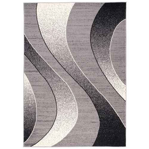 Tapis De Salon Chambre Rectangle Gris Argent Noir Vagues Fin Dream 220 X 300 Cm