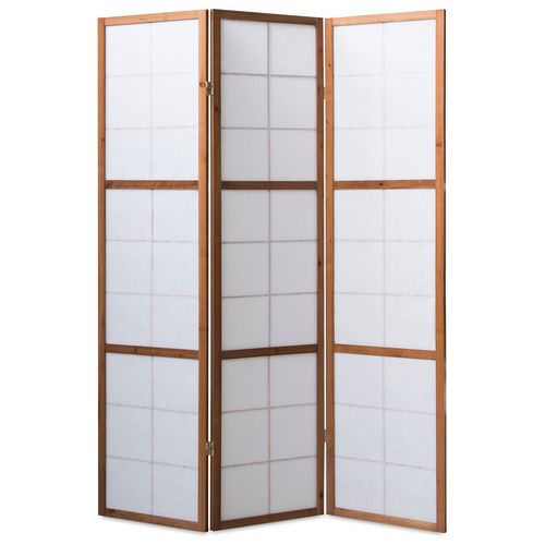 Paravent Japonais Shoji En Bois Brun De 3 Pans L132 X H175 X P2 Cm