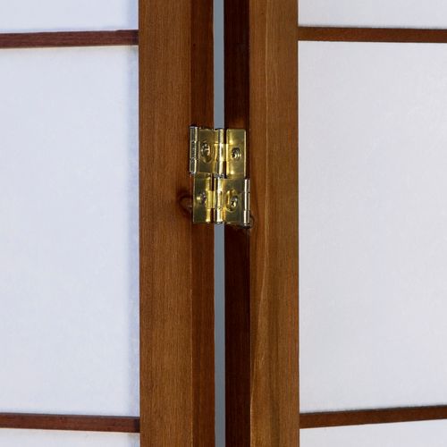Paravent Japonais Shoji En Bois Brun De 3 Pans L132 X H175 X P2 Cm