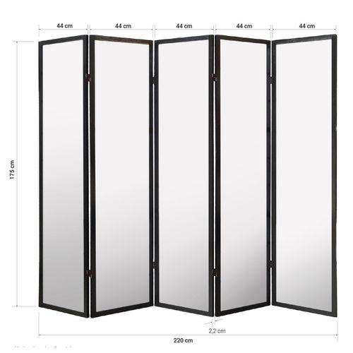 Paravent Japonais Fleur De Cerisier En Bois Blanc De 5 Pans, L220 X H175 X P2 Cm