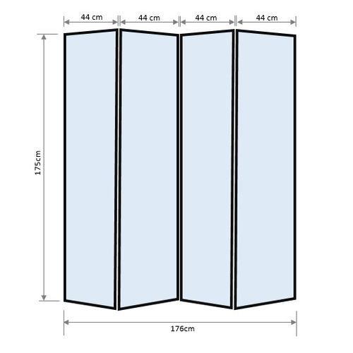Paravent En Bois Noir Et Bambou De 4 Pans Hauteur 175 x Longueur 176 cm