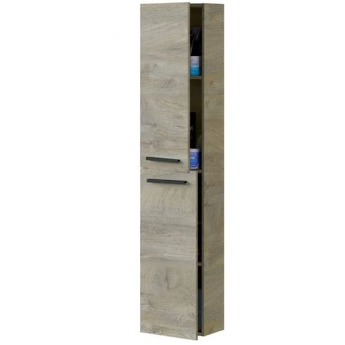 Colonne Salle De Bain Suspendue Avec 2 Portes Coloris Alaska Chêne à Nœuds.
