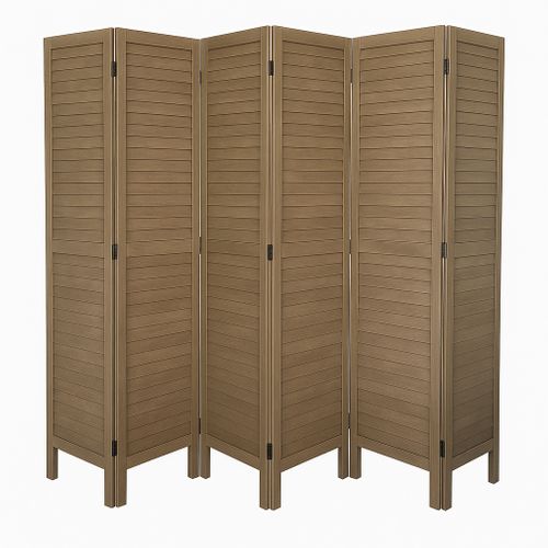 Paravent Persienne De 6 Pans En Bois, Coloris Brun - Dim : H170 X L240 Cm